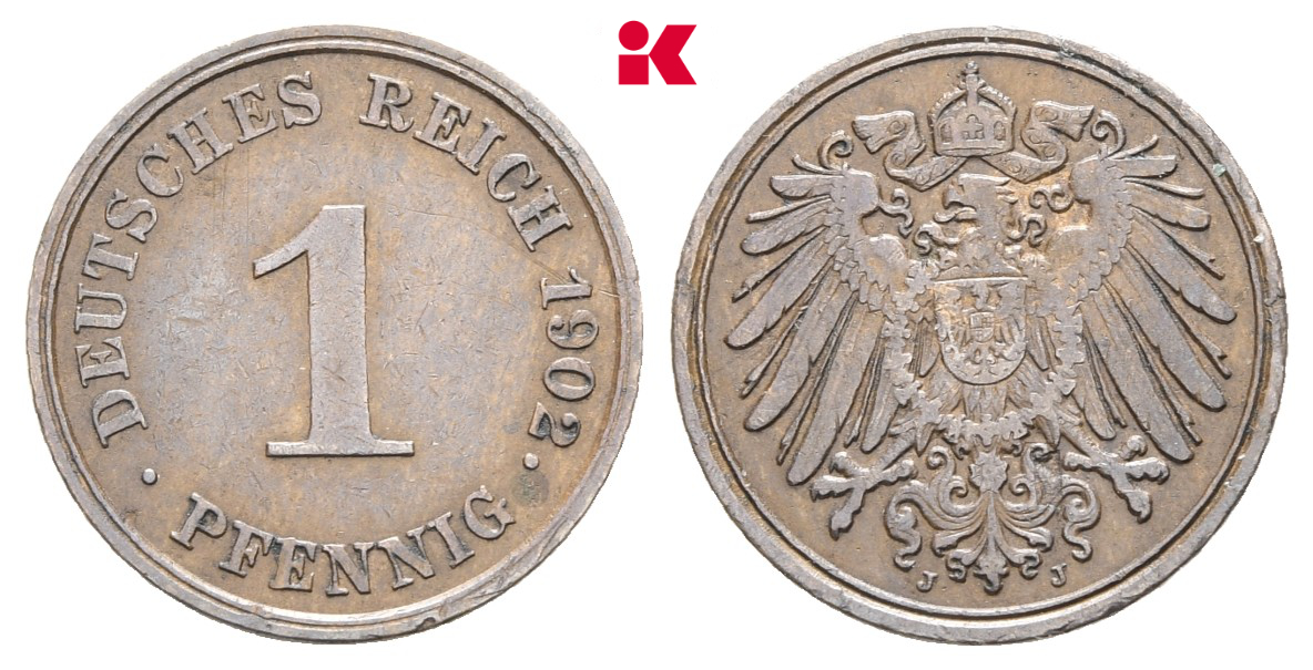 REICHSKLEINMÜNZEN 1 Pfennig 1902 J.