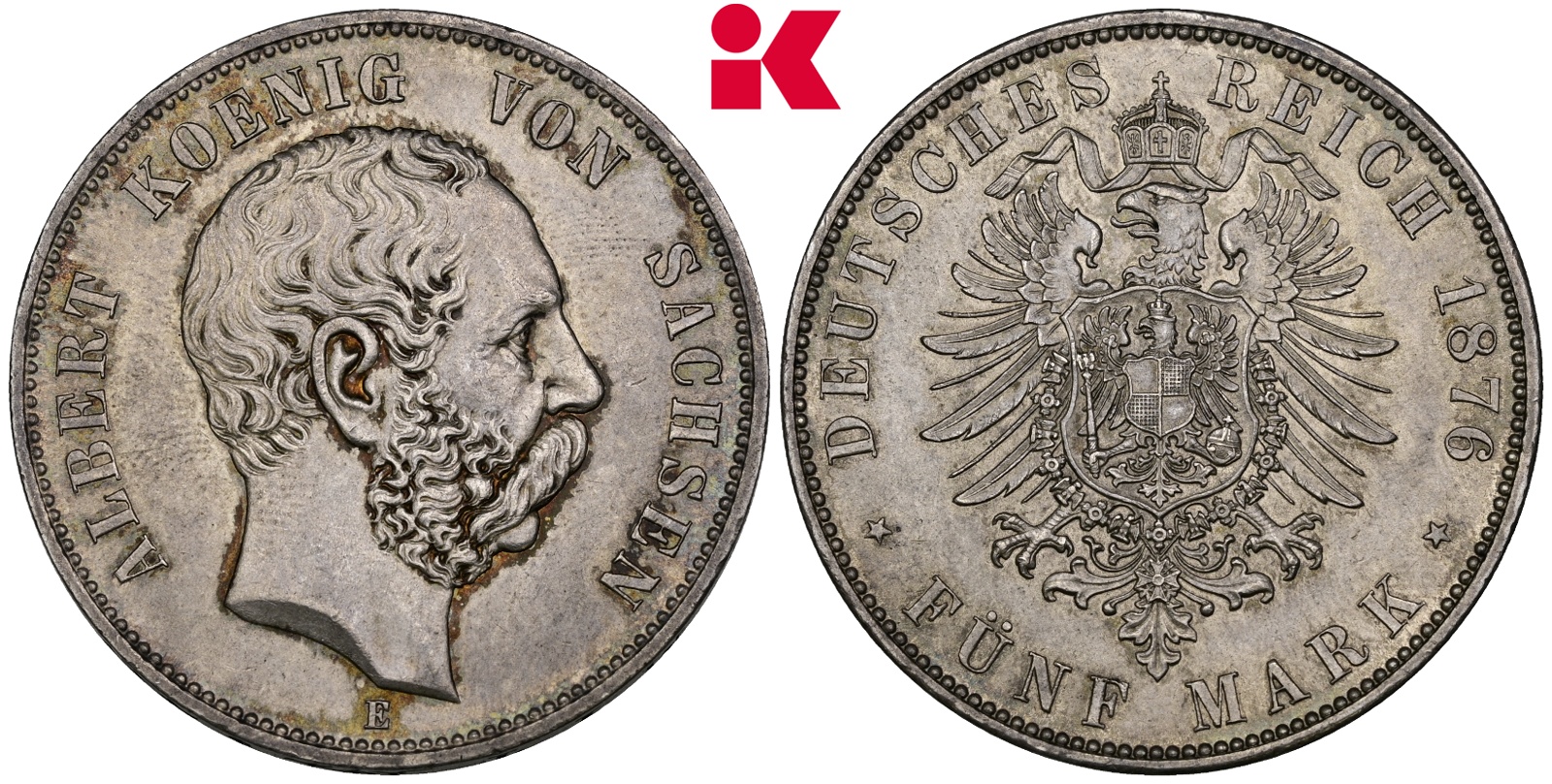 REICHSSILBERMÜNZEN SACHSEN Albert, 1873-1902. 5 Mark 1889.