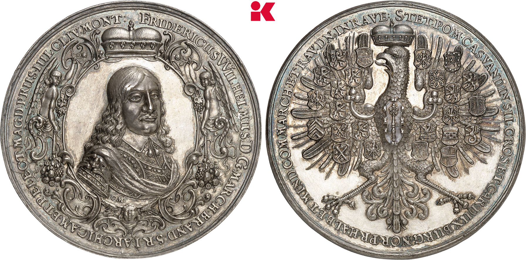 Silbermedaille geprägt von Friedrich Wilhelm, der Große Kurfürst, 1640-1688 als Geschenk für fremde Gesandte. 