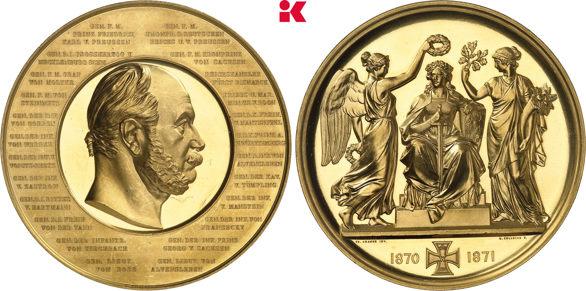 Generalitätsmedaille zu 120 Dukaten in Gold ist eine Ikone der deutschen Numismatik. Es ist aus dem Besitz des deutschen Kaisers Wilhelm I. 