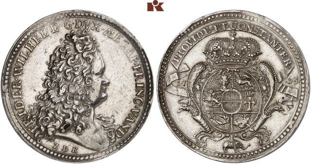 MECKLENBURG-SCHWERIN, HERZOGTUM, SEIT 1815 GROSSHERZOGTUM Friedrich Wilhelm, 1692-1713.
