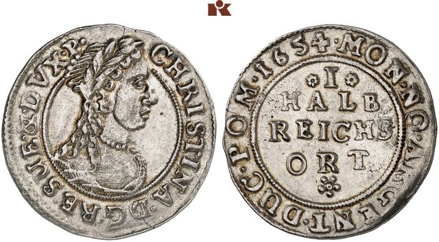 POMMERN, HERZOGTUM UNTER SCHWEDEN Christina, 1637-1654.